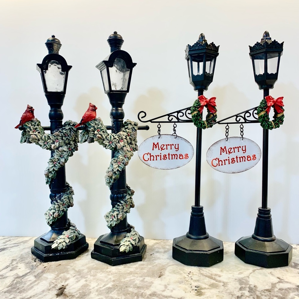 Festive Black Holiday Lamp Posts